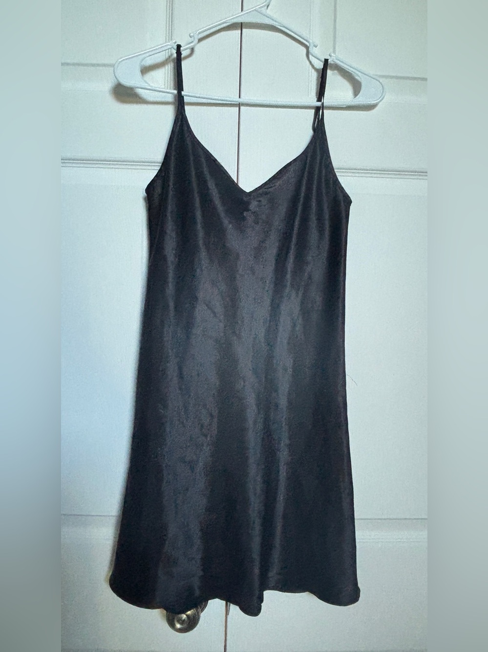 La Senza Black Satin Slip Dress Nightgown Chemise UK 10 US 6
